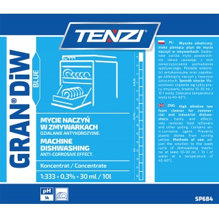 Plyn do mycia naczyń w zmywarkach TENZI, Gran Diw Blue, 20l, Środki czyszczące, Artykuły higieniczne i dozowniki