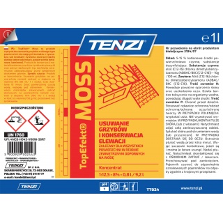 Preparat biob&oacute;jczy do usuwania grzyb&oacute;w, mch&oacute;w, glon&oacute;w TENZI, Topefekt Moss, 1l, Środki czyszczące, Artykuły higieniczne i dozowniki