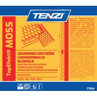 Preparat biob&oacute;jczy do usuwania grzyb&oacute;w, mch&oacute;w, glon&oacute;w TENZI, Topefekt Moss, 5l, Środki czyszczące, Artykuły higieniczne i dozowniki