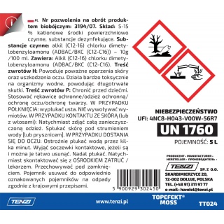 Preparat biob&oacute;jczy do usuwania grzyb&oacute;w, mch&oacute;w, glon&oacute;w TENZI, Topefekt Moss, 5l, Środki czyszczące, Artykuły higieniczne i dozowniki