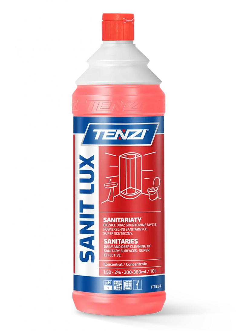 Koncentrat do gruntownego mycia powierzchni sanitarnych TENZI, Sanit Lux, 1l, Środki czyszczące, Artykuły higieniczne i dozowniki