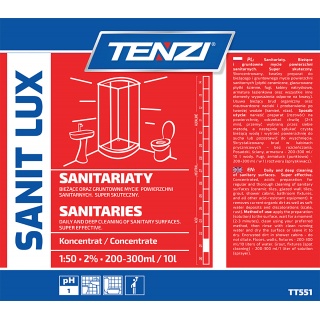 Koncentrat do gruntownego mycia powierzchni sanitarnych TENZI, Sanit Lux, 5l, Środki czyszczące, Artykuły higieniczne i dozowniki