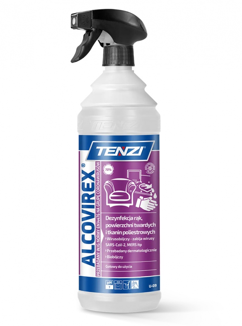 Płyn do dezynfekcji rąk, narzędzi, powierzchni TENZI, Alcovirex, 1l, Środki czyszczące, Artykuły higieniczne i dozowniki