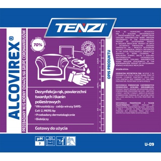 Płyn do dezynfekcji rąk, narzędzi, powierzchni TENZI, Alcovirex, 5l, Środki czyszczące, Artykuły higieniczne i dozowniki