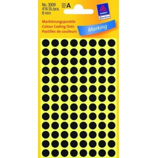 ETYKIETY K&Oacute;ŁKA 8mm CZARNE, Etykiety samoprzylepne i inne, Galanteria papiernicza