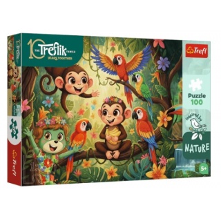 PUZZLE 100 - Inspired By Nature - Małpki i pr..., 100 element&oacute;w, Puzzle
