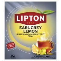 Herbata LIPTON czarna, Earl Grey Lemon, 92 torebki, Herbaty, Artykuły spożywcze