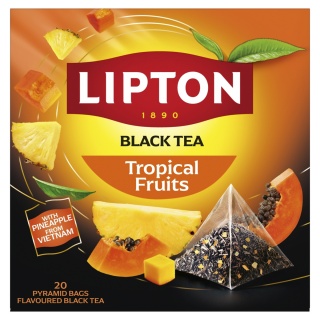 Herbata LIPTON czarna, owoce tropikalne, 20 piramidek, Herbaty, Artykuły spożywcze