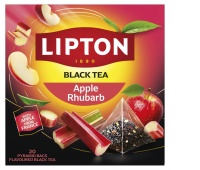 Tea LIPTON black, apple and rhubarb, 20 pyramids