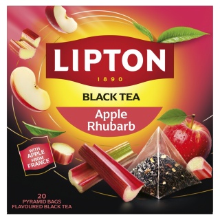 Herbata LIPTON czarna, jabłko i rabarbar, 20 piramidek, Herbaty, Artykuły spożywcze