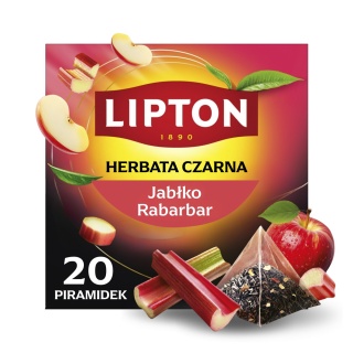 Herbata LIPTON czarna, jabłko i rabarbar, 20 piramidek, Herbaty, Artykuły spożywcze