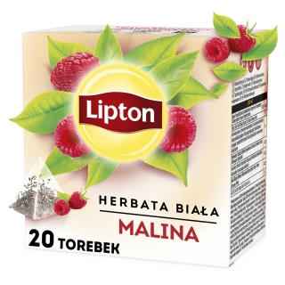 Herbata LIPTON biała, malina, 20 torebek, Herbaty, Artykuły spożywcze