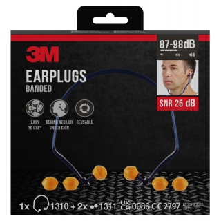 Opaska z zatyczkami do uszu 3M (1310C1), + 2 pary wymiennych wkładek, niebiesko-pomarańczowa, Ochrona słuchu, Ochrona indywidualna