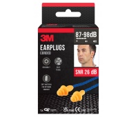 Corded earplugs 3M (1271C1), 1 pair + case, orange-blue