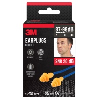 Corded earplugs 3M (1271C1), 1 pair + case, orange-blue