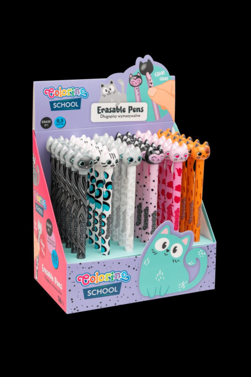 DŁUGOPIS WYMAZYWALNY AUTOMATYCZNY "CATS", Długopisy automatyczne, Art. do pisania i korygowania