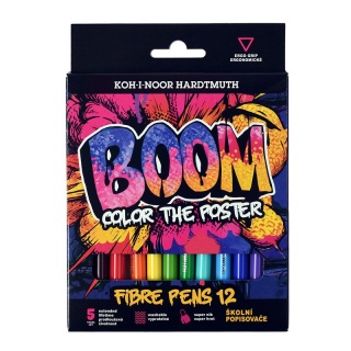 KIN FLAMASTRY 1022AB 12KOL. W KARTONIKU BOOM, Flamastry, Plastyka