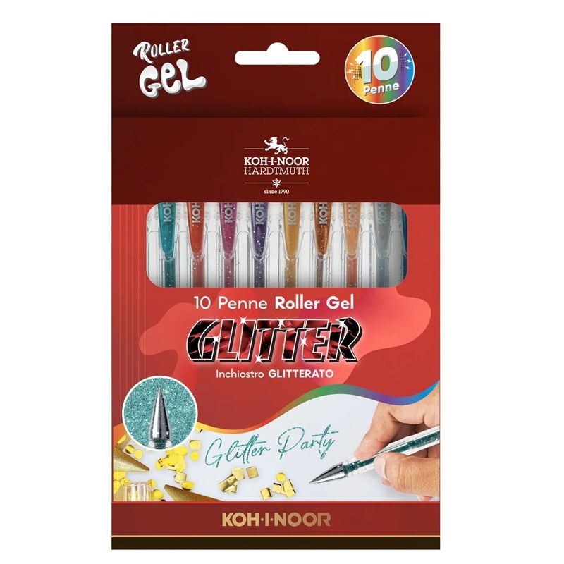 KIN DŁUGOPISY ŻELOWE KPL. 10 SZT. BROKAT NAGP-10S, Długopisy żelowe, Art. do pisania i korygowania