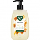 MYDŁO AURA W PŁYNIE 500ML.MLEKO/MI&Oacute;D