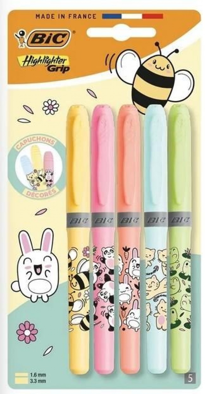ZAKR. HL GRIP KAWAI PASTEL BL5szt, Zakreślacze, Art. do pisania i korygowania