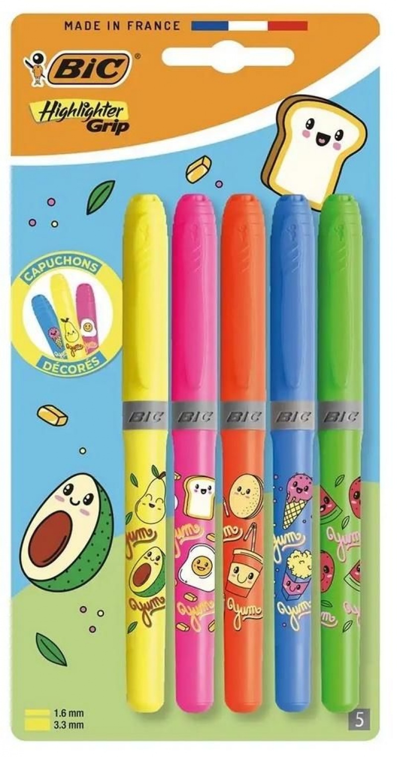 ZAKR. HL GRIP KAWAI NEON BL5szt, Zakreślacze, Art. do pisania i korygowania