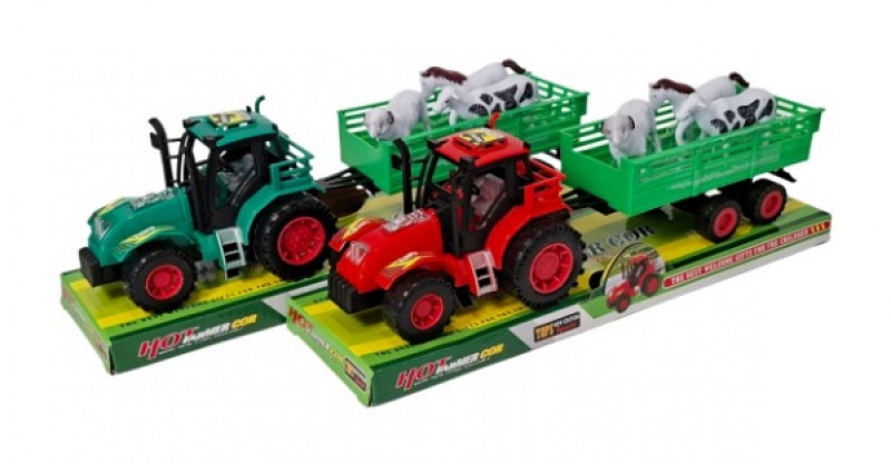 Traktor z przyczepą i zwierzętami gospodarskimi, Pojazdy, Zabawki