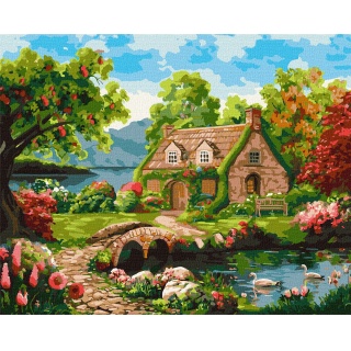 ZESTAW DO MAL.PO NUMERACH KWITNĄCY DOM 40X50, Zestawy artystyczne, Plastyka