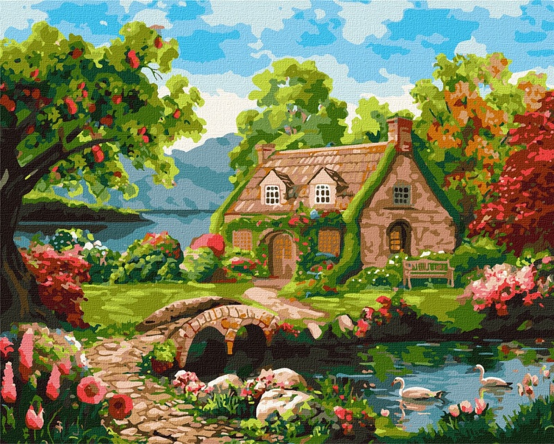 ZESTAW DO MAL.PO NUMERACH KWITNĄCY DOM 40X50, Zestawy artystyczne, Plastyka