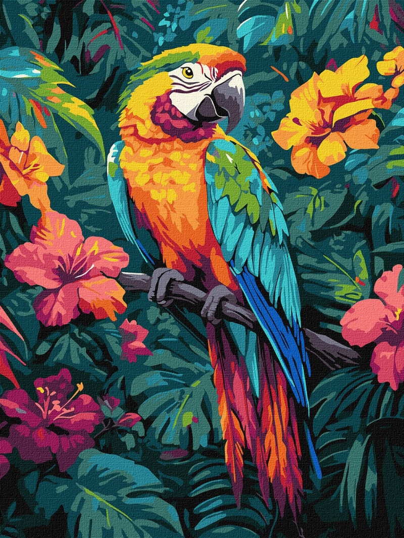 ZESTAW DO MAL.PO NUMERACH.TROPIKALNY PTAK 30X40, Zestawy kreatywne, Art. kreatywne