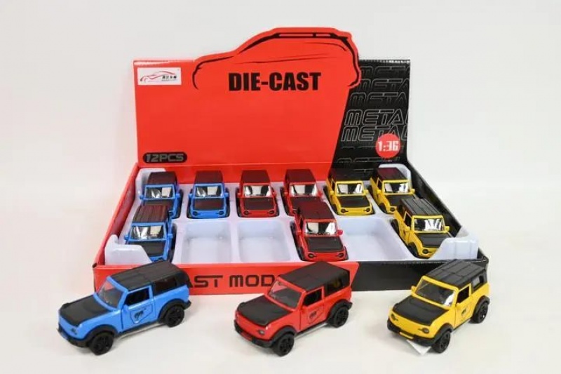 SAMOCH&Oacute;D TERENOWY-METAL ŚW./DŹW. 1 SZT., Pojazdy, Zabawki