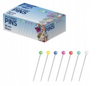 SZPILKI 38mm.KOLOROWA GŁ&Oacute;WKA 100szt., Szpilki, agrafki, Galanteria biurowa