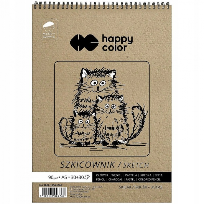 Szkicownik na spirali Młody Artysta A5 60ark.H.C., Bloki, Zeszyty i bloki