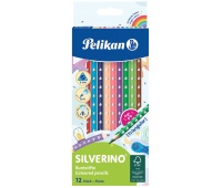 KREDKI TR&Oacute;JKĄTNE 12KOL.SILVERINO, Kredki oł&oacute;wkowe, Plastyka