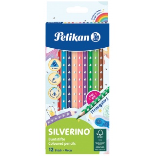 KREDKI TR&Oacute;JKĄTNE 12KOL.SILVERINO, Kredki oł&oacute;wkowe, Plastyka