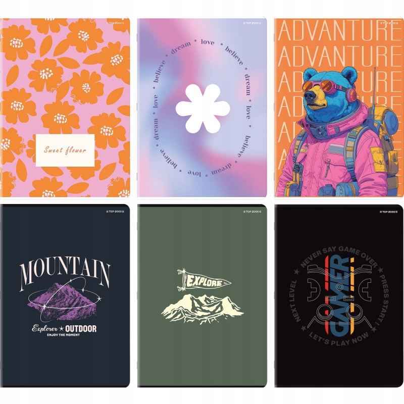 ZESZYT TOP BASIC A4 60K.KRATKA 5szt., Zeszyty, Zeszyty i bloki