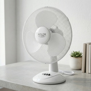 Wentylator ADLER AD 7304, biurkowy, śr. 40cm, 90W, biały, Wentylatory, Wyposażenie biura