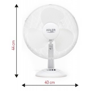 Wentylator ADLER AD 7304, biurkowy, śr. 40cm, 90W, biały, Wentylatory, Wyposażenie biura