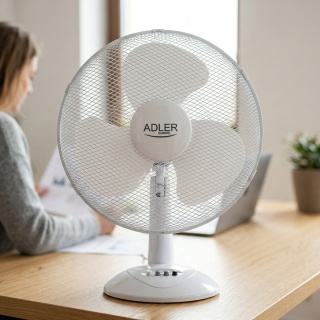 Wentylator ADLER AD 7304, biurkowy, śr. 40cm, 90W, biały, Wentylatory, Wyposażenie biura