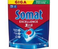 Kapsułki do zmywarki SOMAT Excellence 3w1, 70 szt., lemon, Środki czyszczące, Artykuły higieniczne i dozowniki