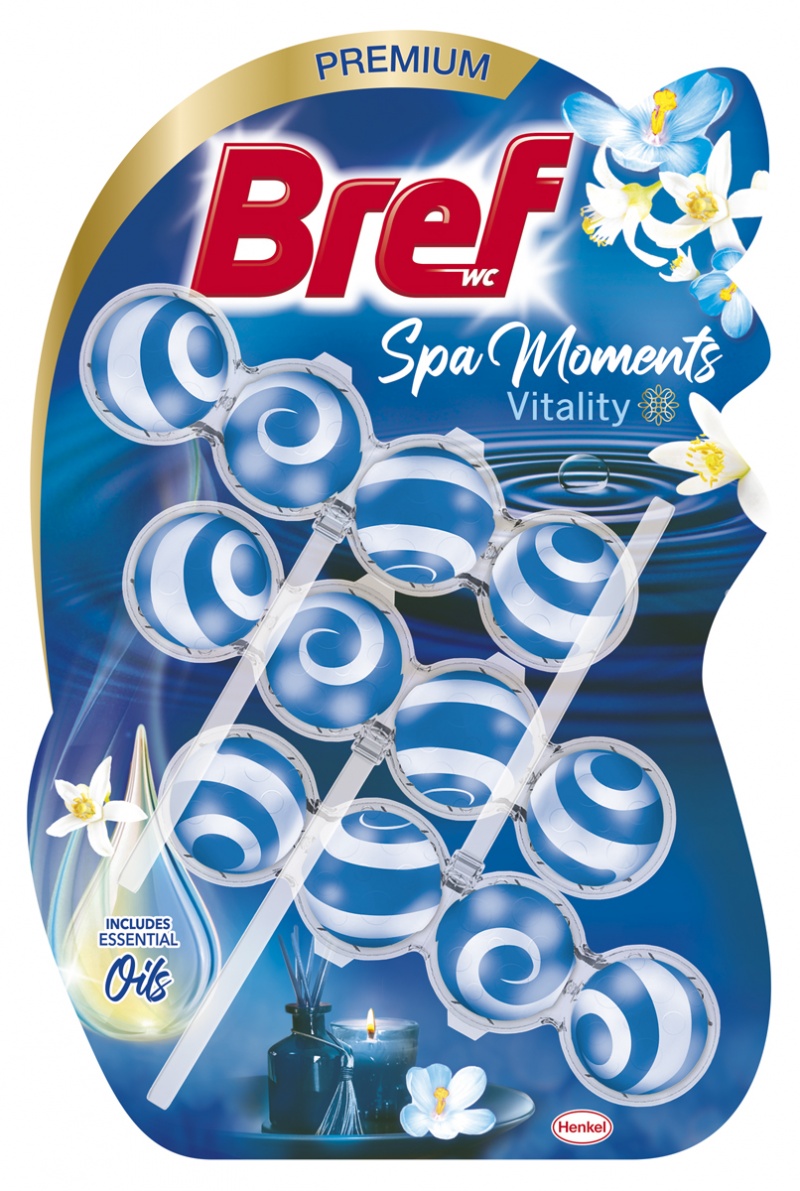 Toilet rim block balls BREF Spa Moments Vitality, 3 x 50 g