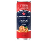 Nap&oacute;j Aranciata Rossa SANPELLEGRINO, delikatny gaz, puszka, 0,33l, kaucja, Woda, Artykuły spożywcze