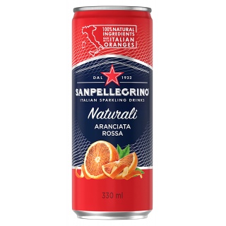 Nap&oacute;j Aranciata Rossa SANPELLEGRINO, delikatny gaz, puszka, 0,33l, kaucja, Woda, Artykuły spożywcze