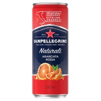 Nap&oacute;j Aranciata Rossa SANPELLEGRINO, delikatny gaz, puszka, 0,33l, kaucja, Woda, Artykuły spożywcze
