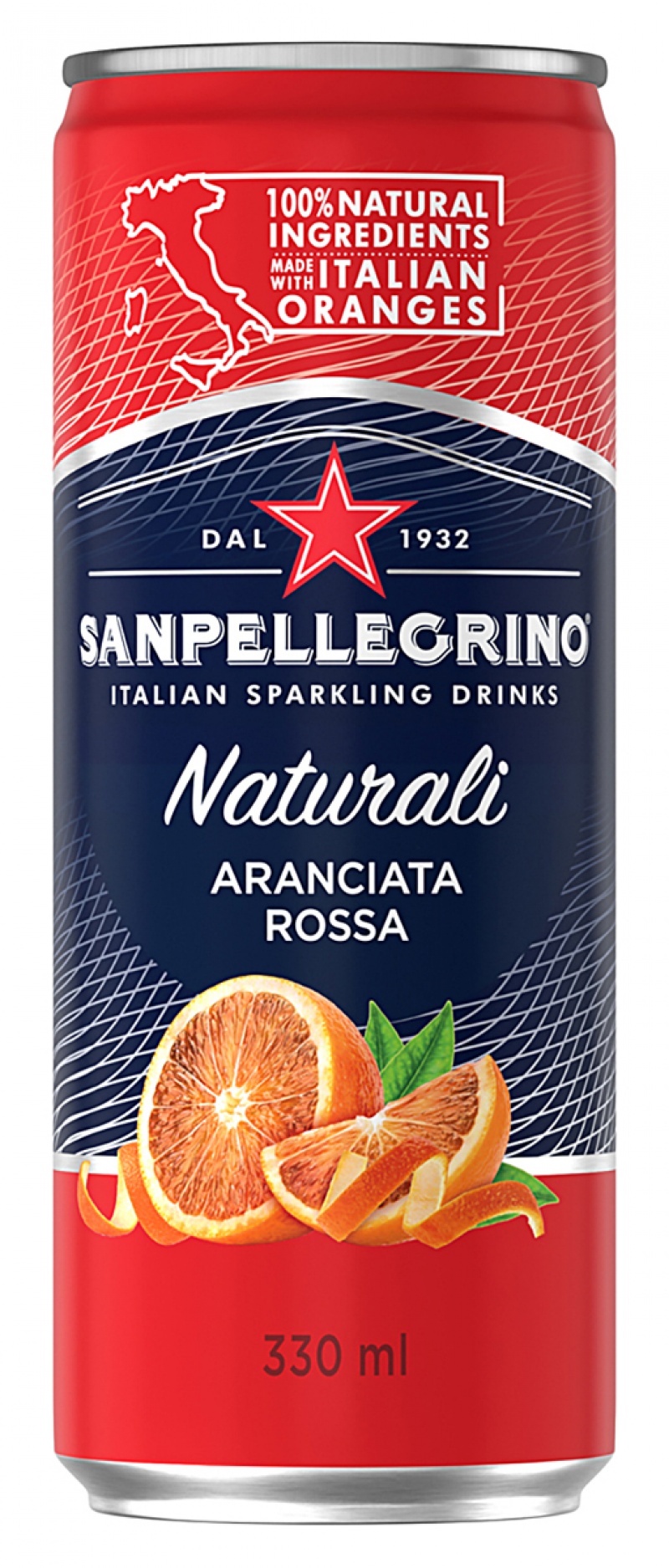 Drink Aranciata Rossa SANPELLEGRINO, lightly sparkling, can, 0,33l, deposit
