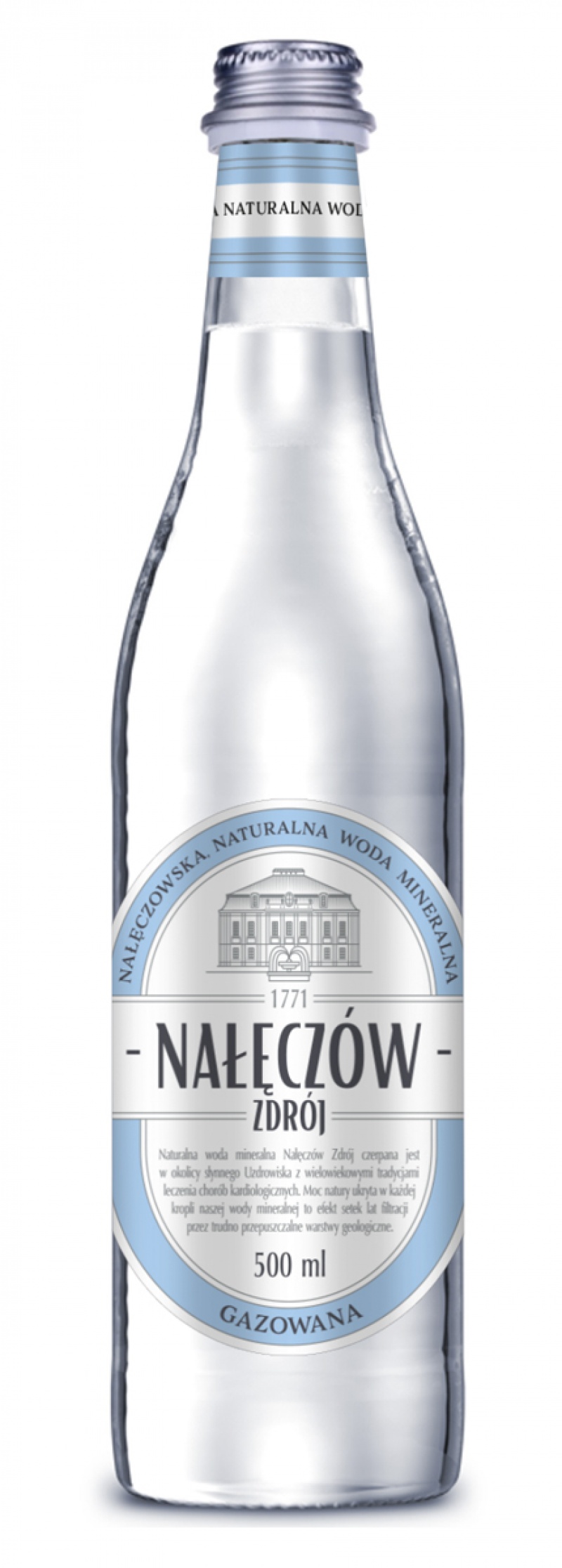 Woda NAŁĘCZ&Oacute;W ZDR&Oacute;J, gazowana, butelka szklana, 500ml, Woda, Artykuły spożywcze