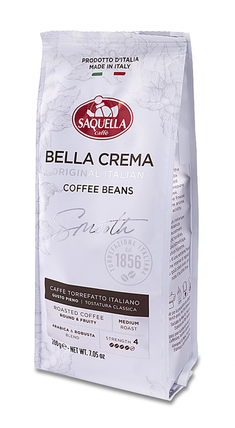 Kawa SAQUELLA Bella Crema Smooth, ziarnista, 200g, Kawa, Artykuły spożywcze