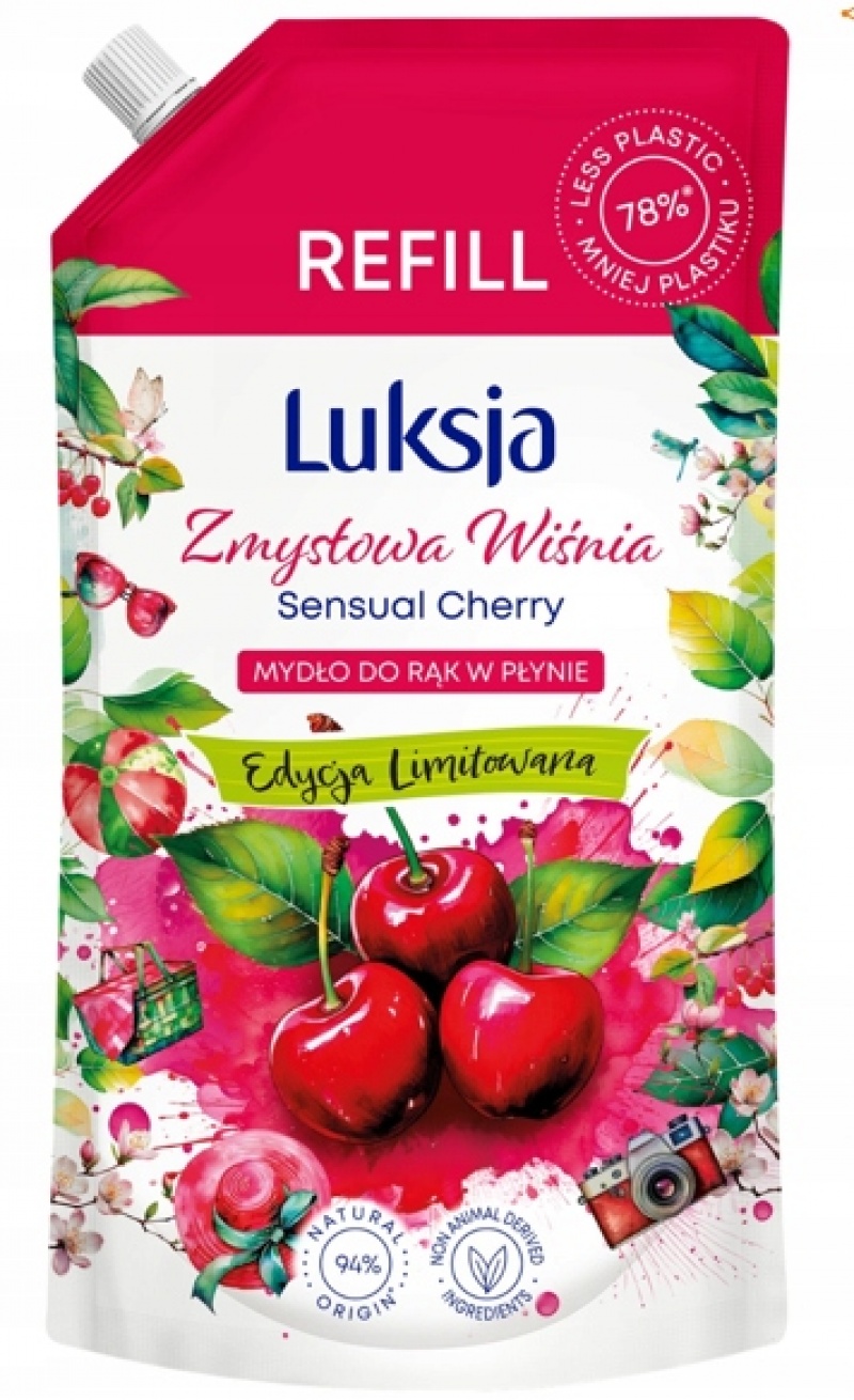 LUKSJA MYDŁO W PŁYNIE 900ML.ZAPAS WIŚNIA, Mydła i dozowniki, Art. higieniczne i dozowniki