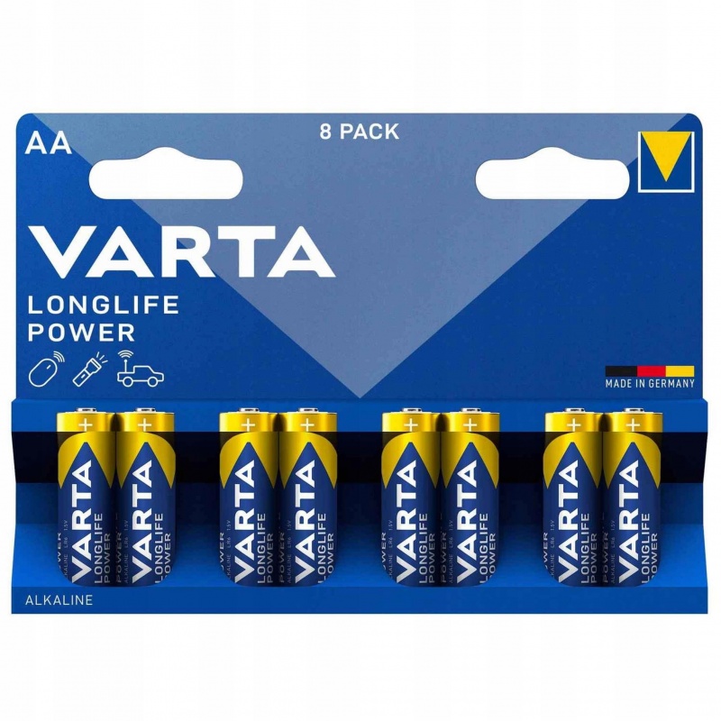 BATERIA ALKAL.LR6 LONGLIFE POWER VARTA /8szt/, Baterie, akumulatory i ładowarki, Urządzenia biurowe