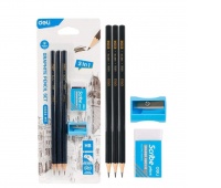 DELI OŁ&Oacute;WEK CZARNY HB X3 + TEMPER&Oacute;WKA + GUMKA B..., Oł&oacute;wki, Art. do pisania i korygowania