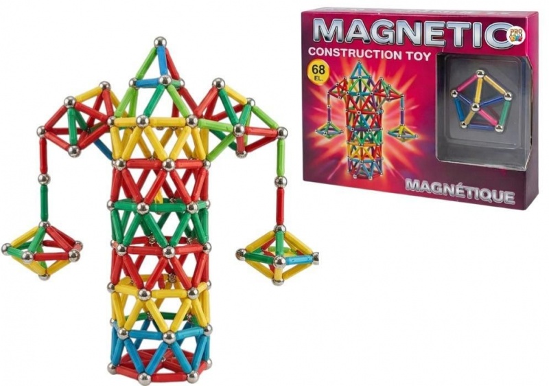 KLOCKI MAGNETYCZNE 68EL., Klocki, Zabawki